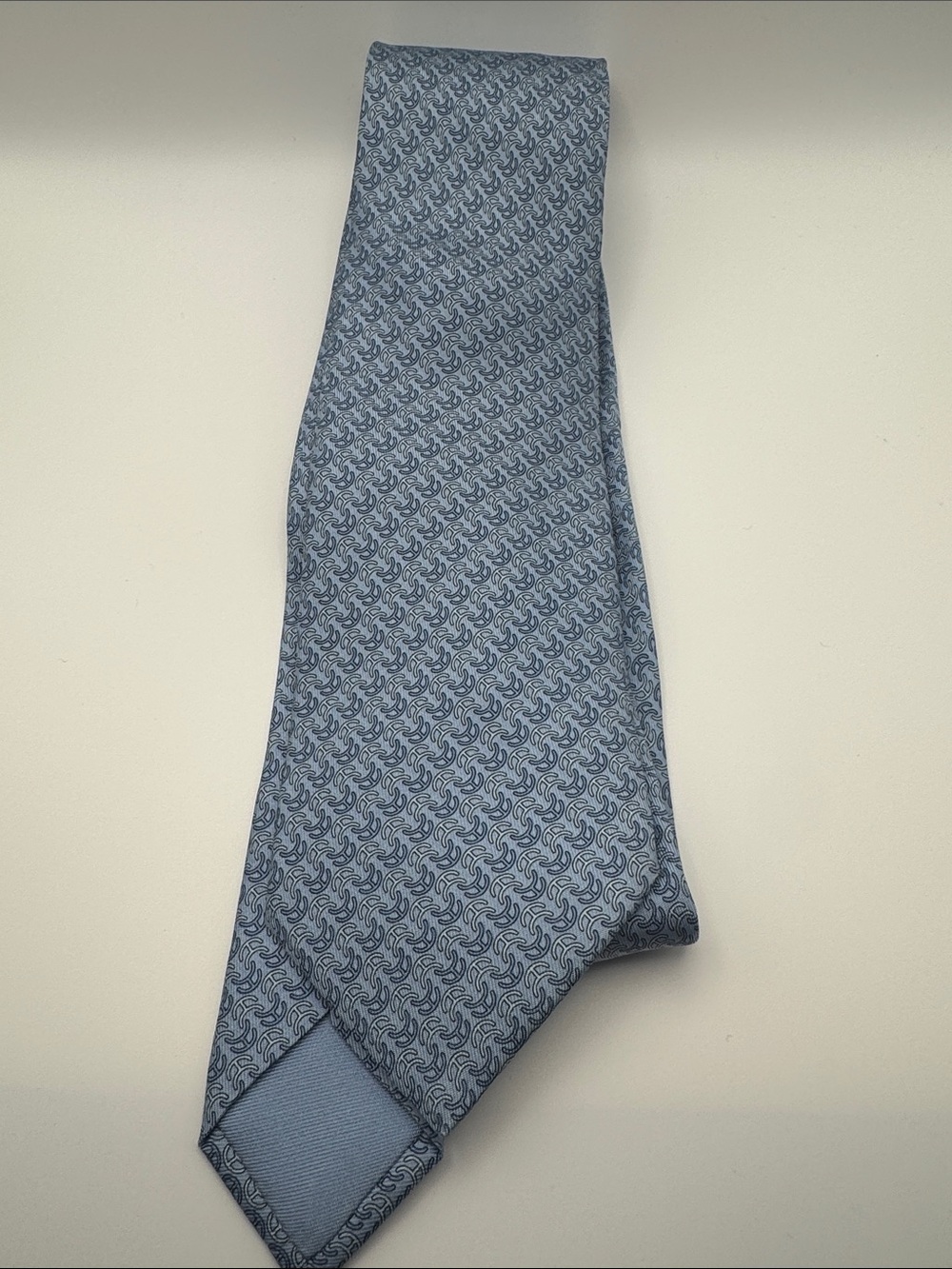 Hermes Pale Blue Micro-Pattern Silk Tie